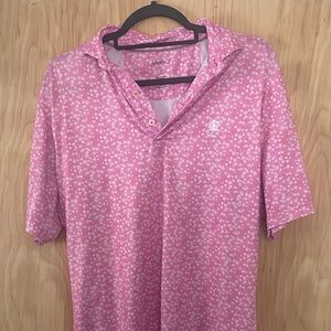 johnnie-O Pink Patterned Polo